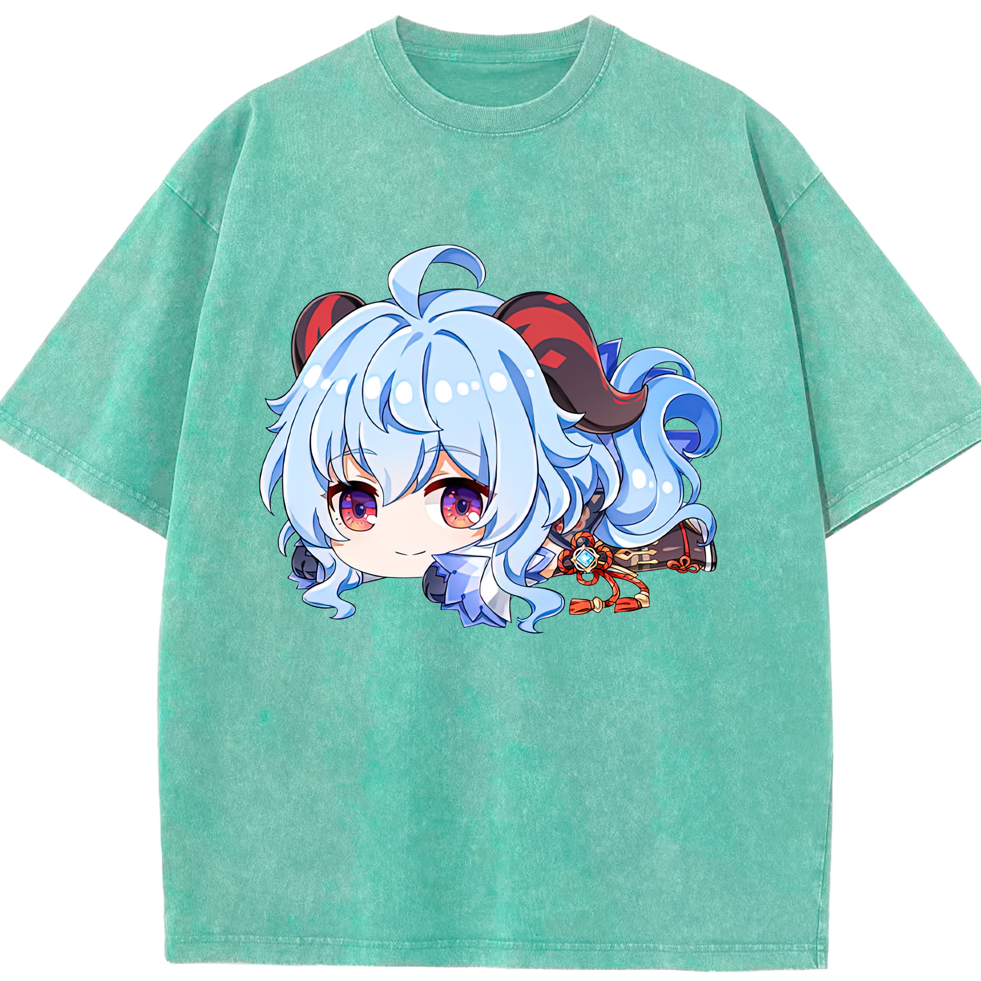 げんし神 甘雨 かんう genshin Ganyu 綿100% ヴィンテージ風 半袖Tシャツ（フロントプリント）